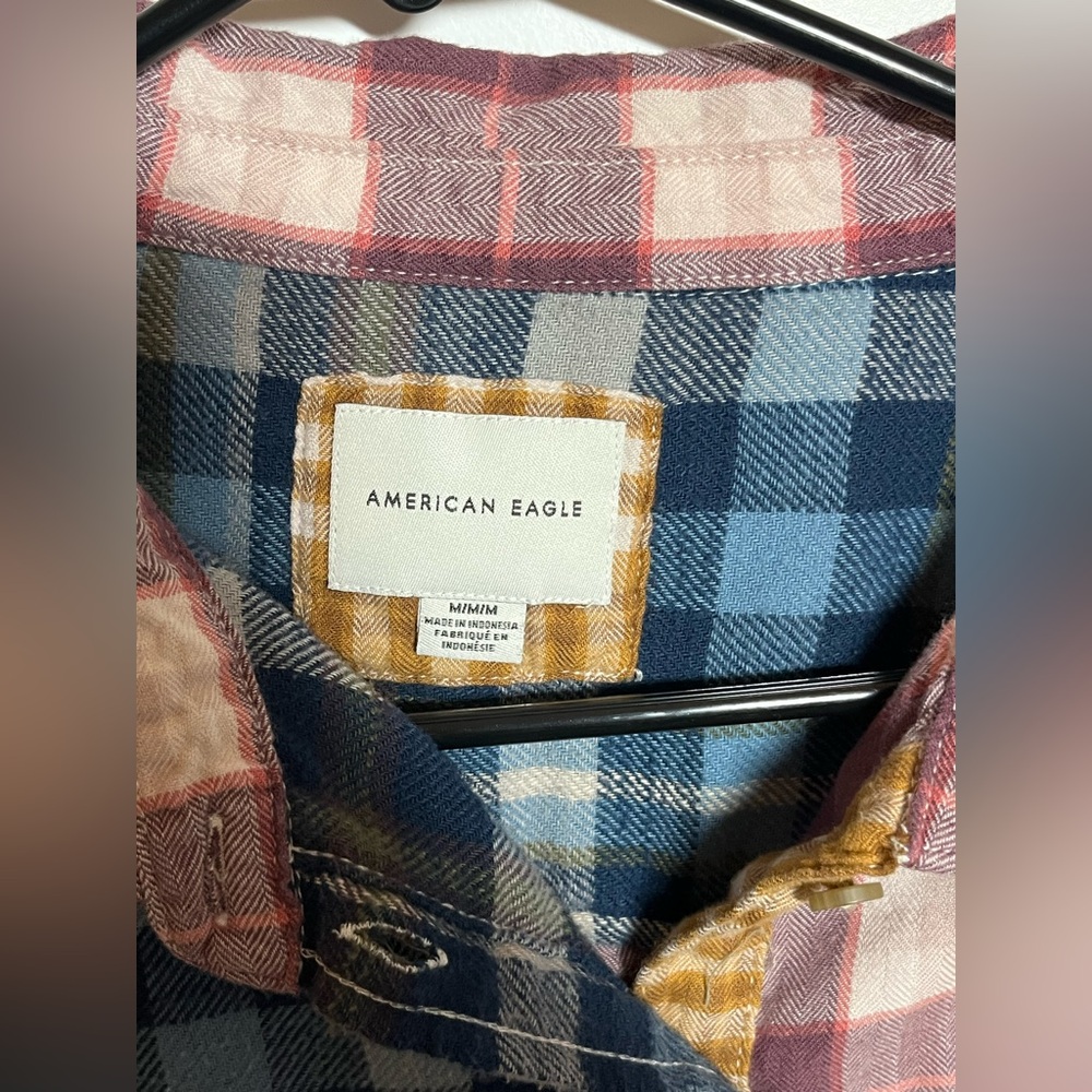 American Eagle Patchwork Plaid Cropped Lightweigh… - image 4